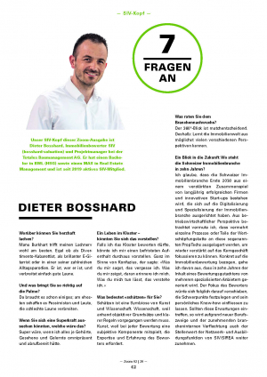 7 Fragen an Dieter Bosshard im Magazin des Schweizer Immobilienschätzer-Verbandes (SIV)